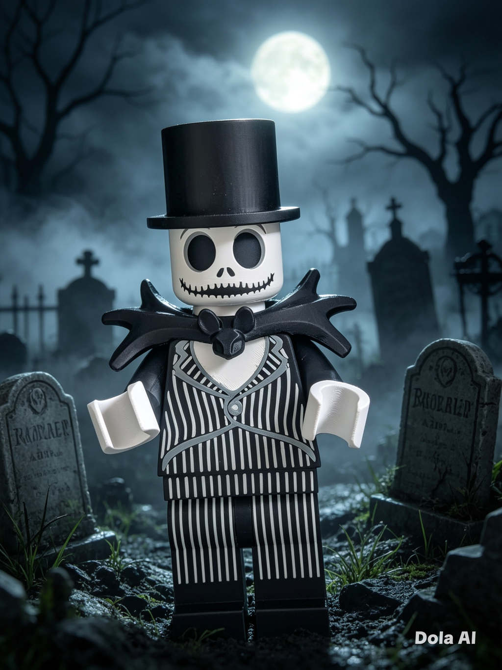 Lego Jack Skellington - handmade 3D printed Lego-style figure by 3DEE Prints