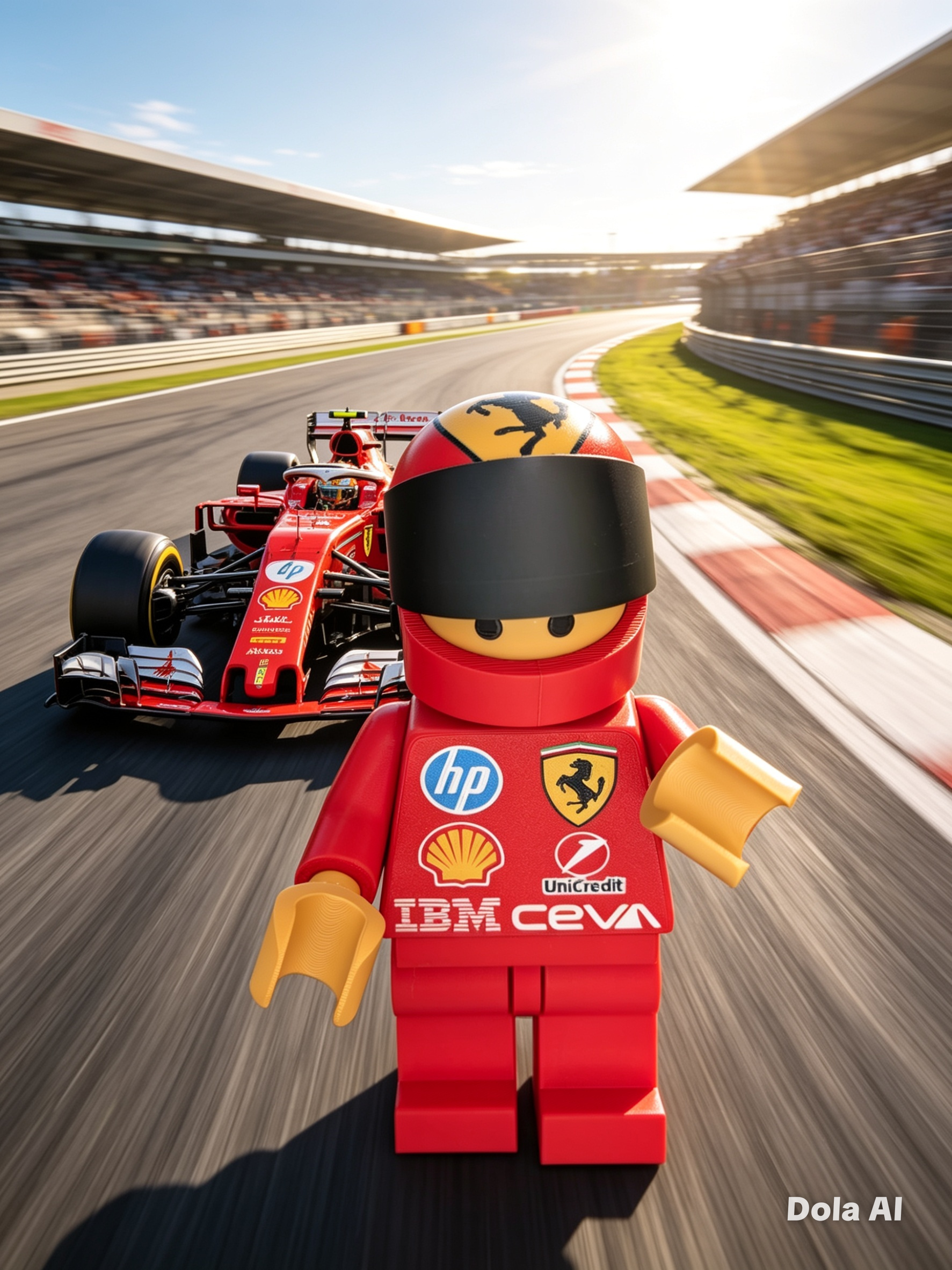 Lego Ferrari F1 Driver - handmade 3D printed Lego-style figure by 3DEE Prints
