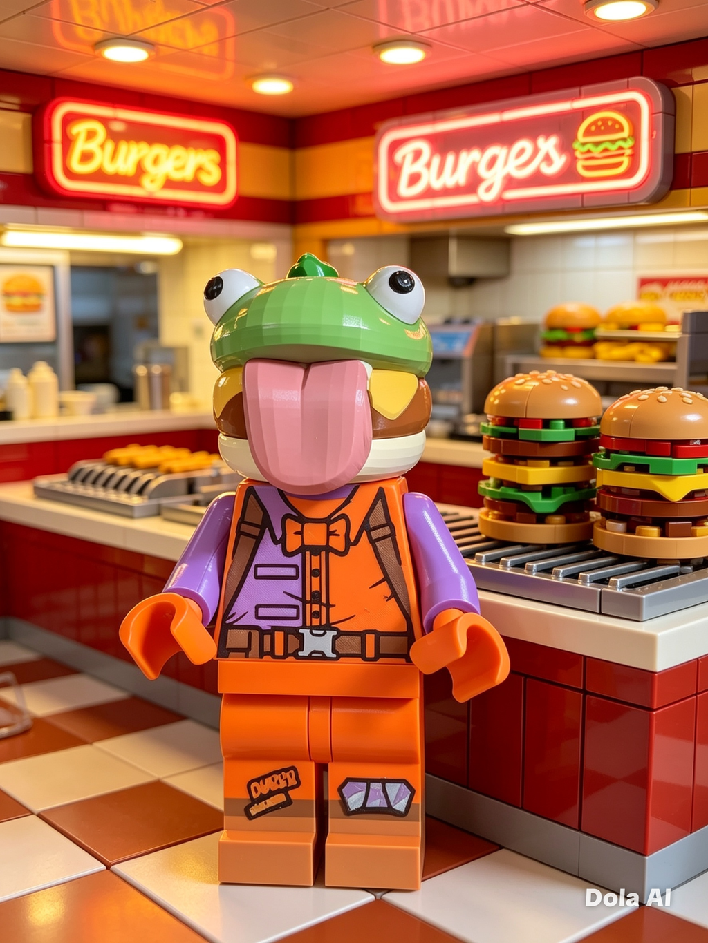 Lego Burger Bun (Fortnite) - handmade 3D printed Lego-style figure by 3DEE Prints
