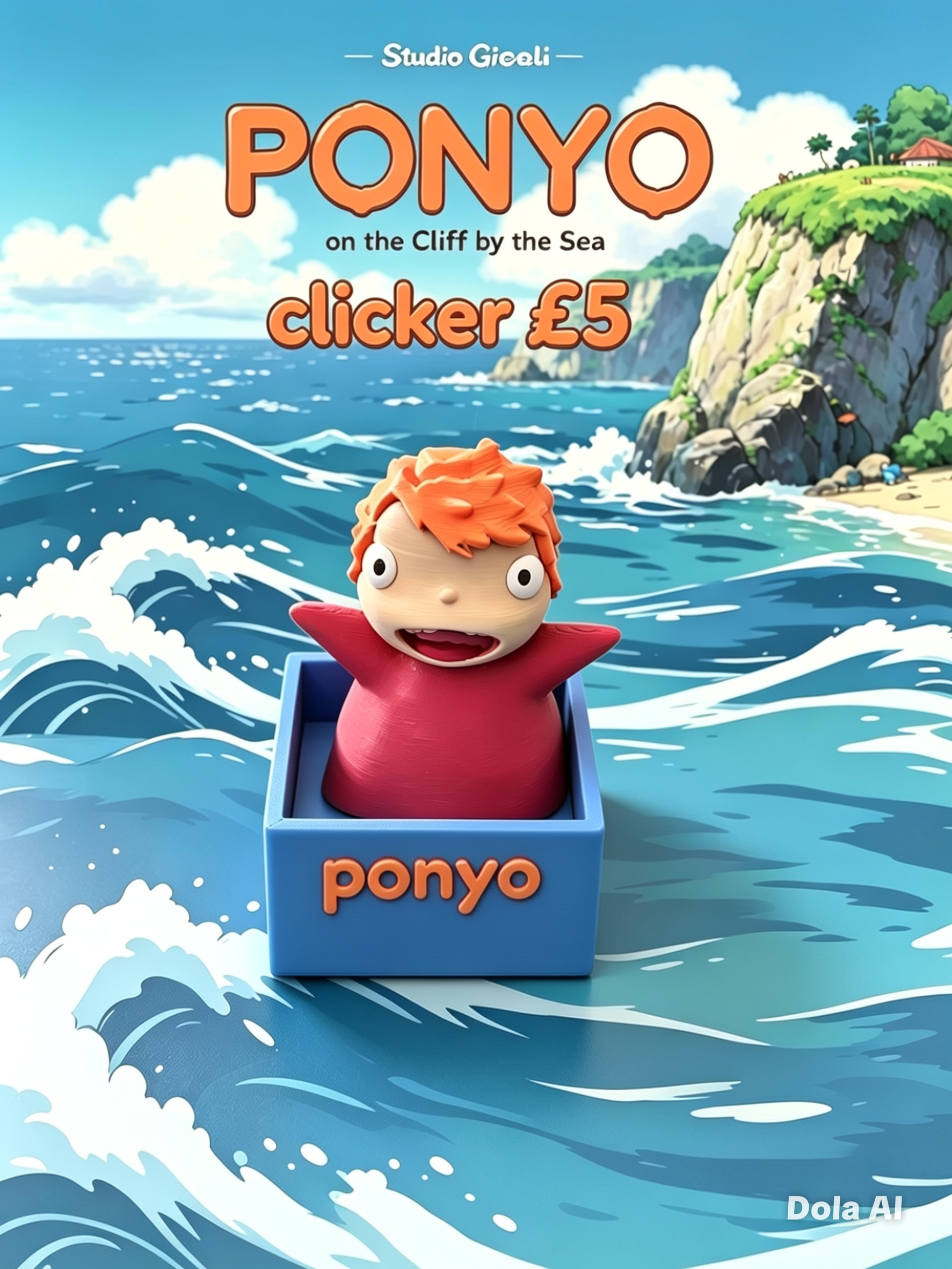 Ponyo in Box Clicker - handmade 3D printed fidget clicker by 3DEE Prints
