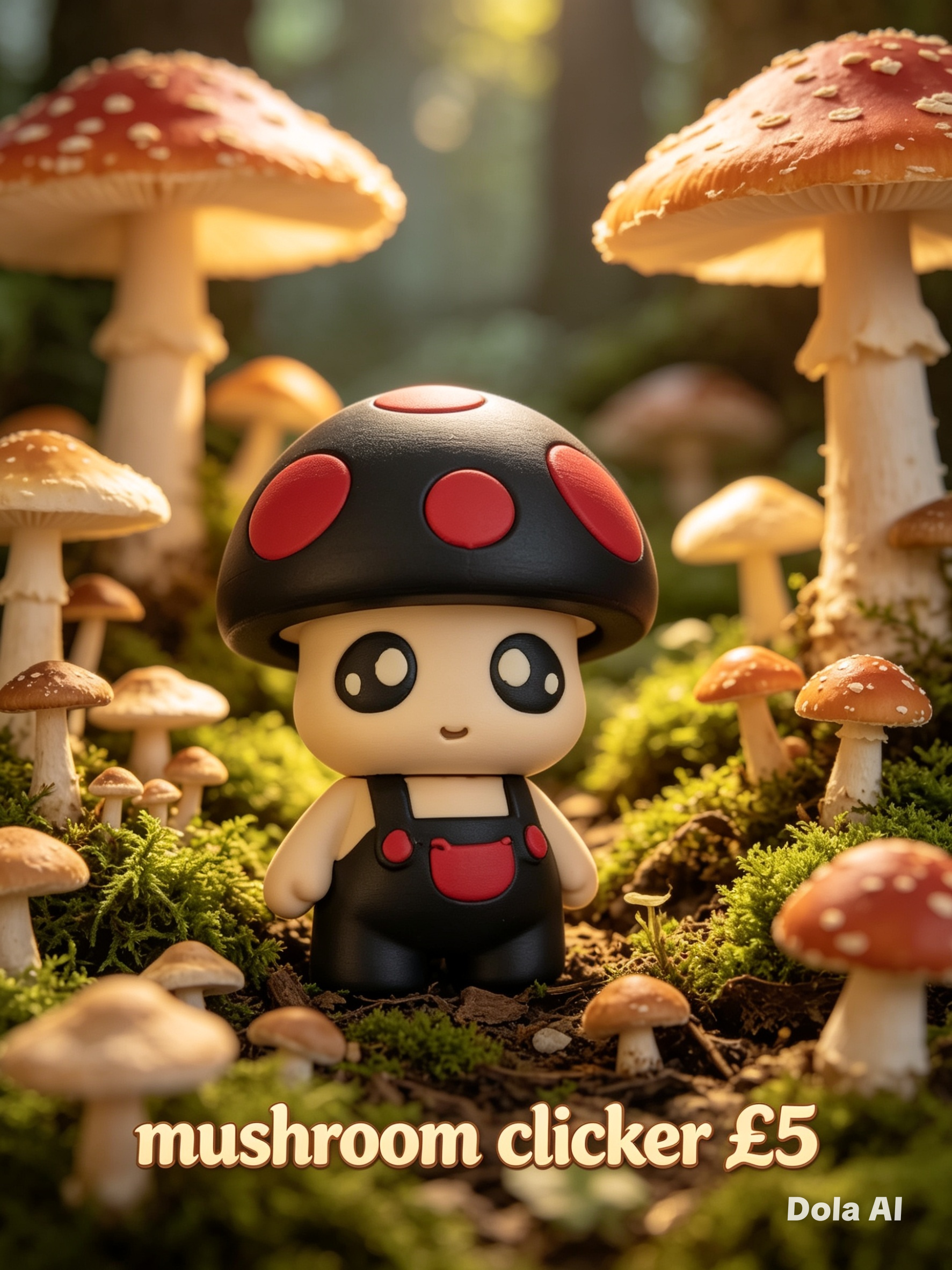 Mushroom Clicker (Black) - handmade 3D printed fidget clicker by 3DEE Prints