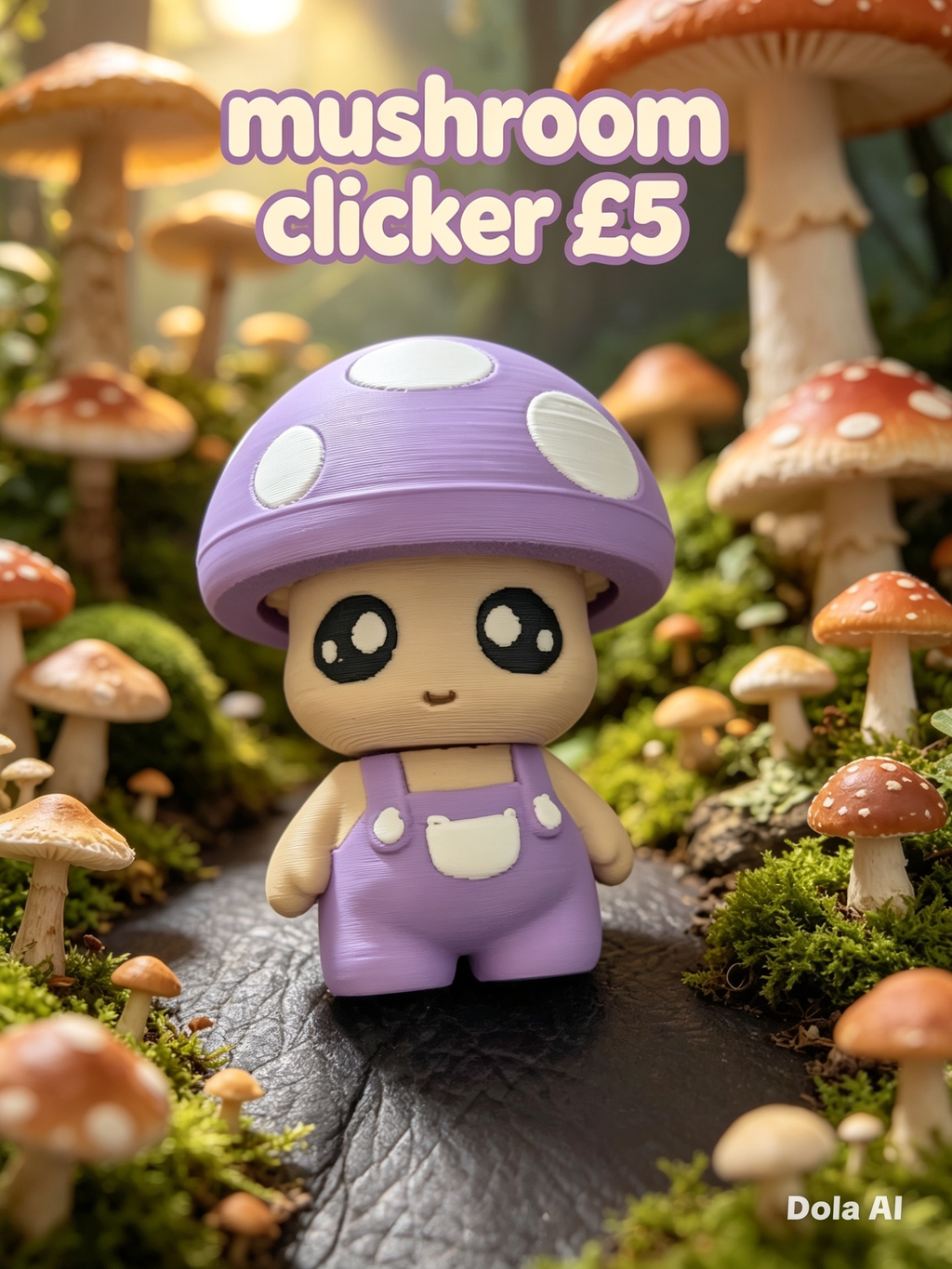 Mushroom Clicker (Purple) - handmade 3D printed fidget clicker by 3DEE Prints
