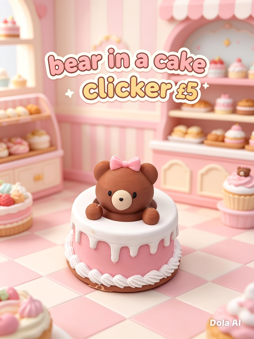 Bear Cake Clicker - handmade 3D printed clicker by 3DEE Prints