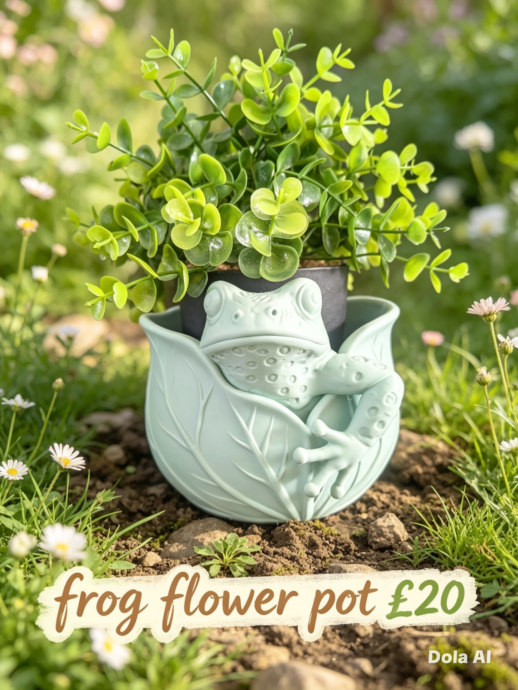 Frog Flower Pot - handmade 3D printed plant pot by 3DEE Prints