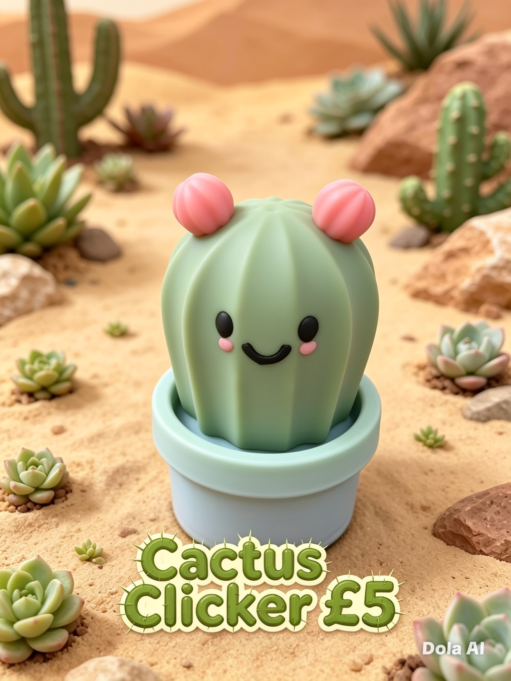 Cactus Plant Pot Clicker - handmade 3D printed fidget clicker by 3DEE Prints