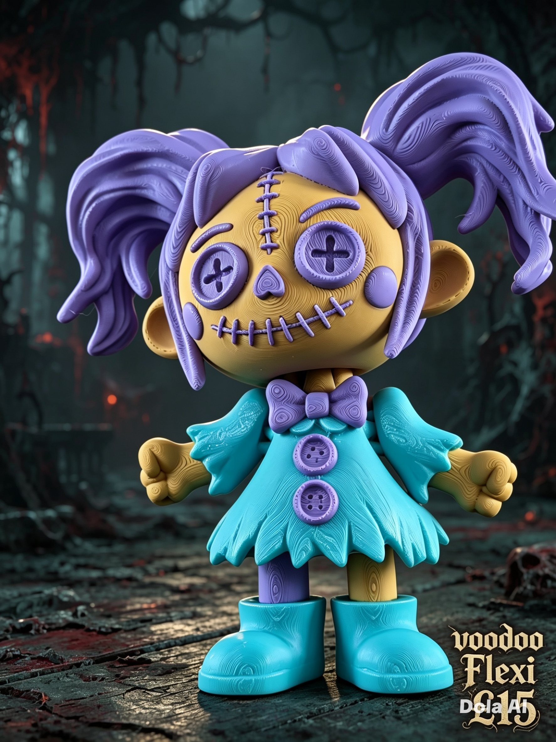 Voodoo Doll Girl Flexi - handmade 3D printed flexi toy by 3DEE Prints