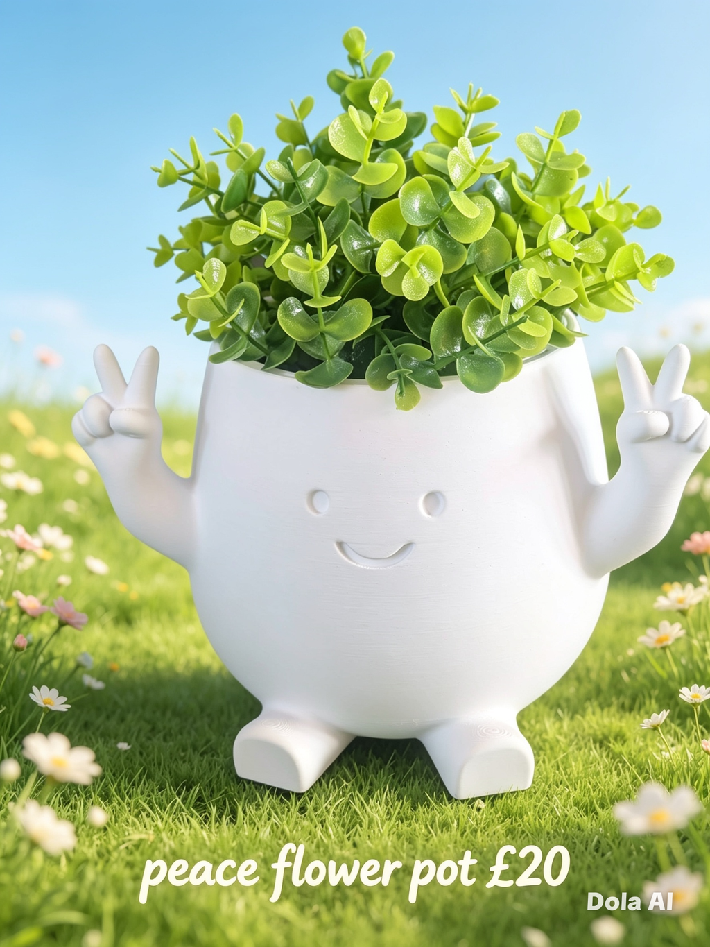 Peace Flower Pot - handmade 3D printed plant pot by 3DEE Prints