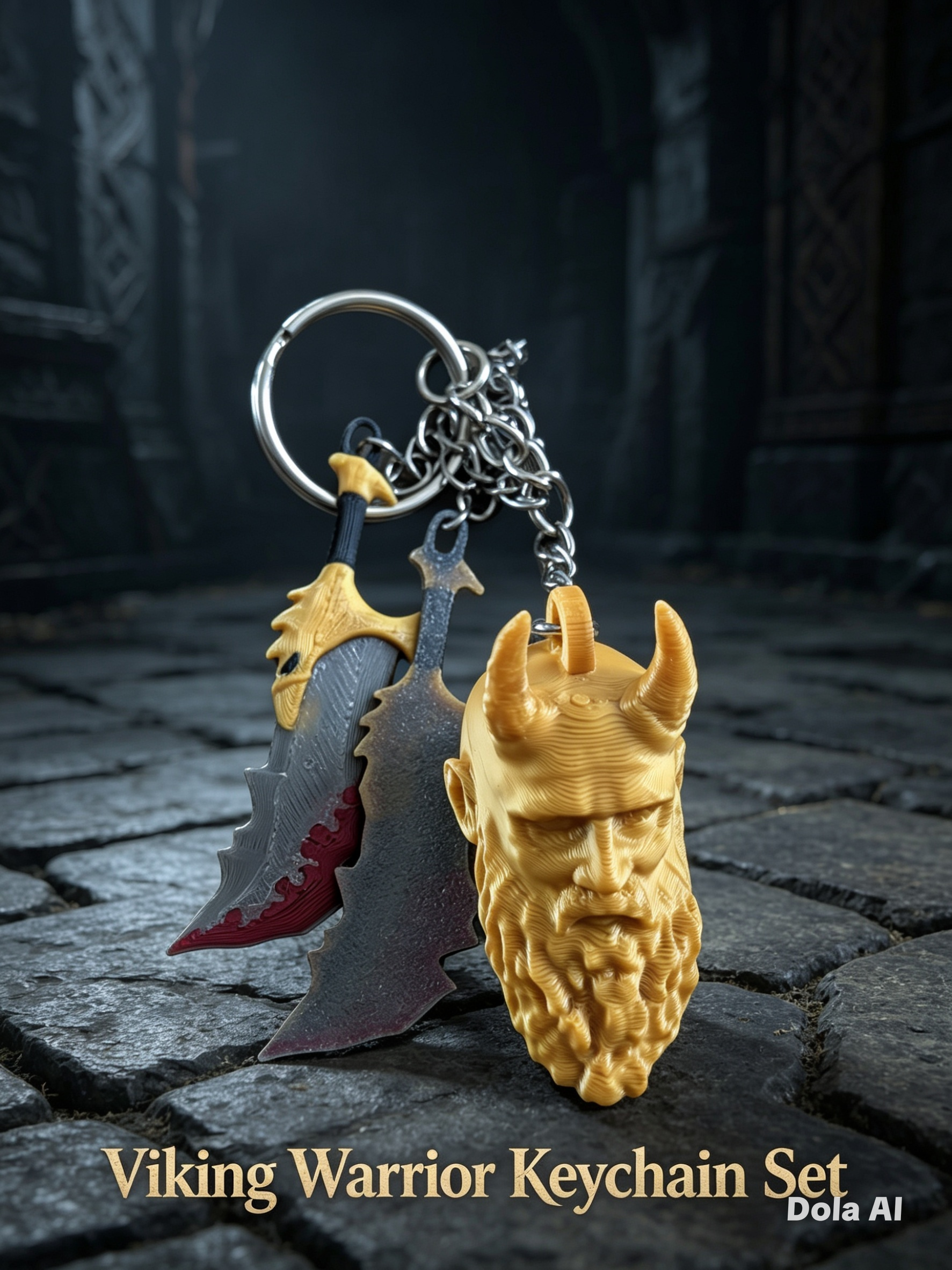 Keyring - Viking Head - handmade 3D printed keyring charm by 3DEE Prints
