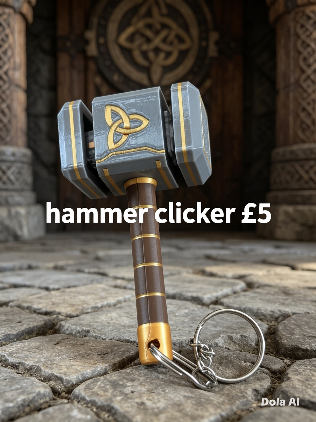 Keyring - Thor Mjolnir (Hammer) - handmade 3D printed keyring charm by 3DEE Prints