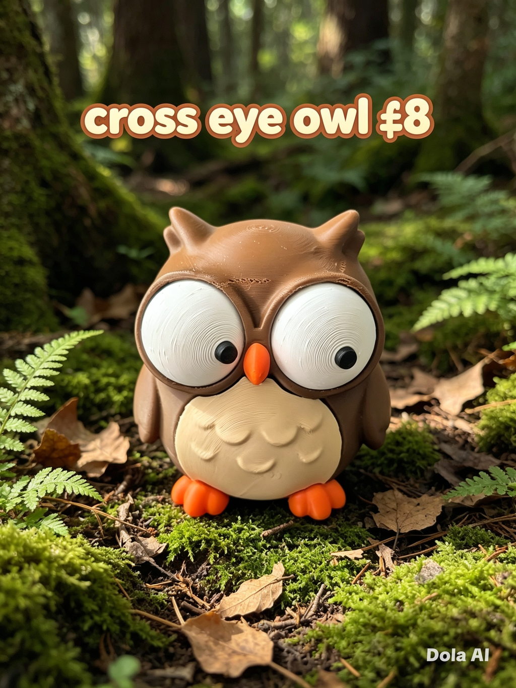 Google Eyes Owl - Brown - handmade 3D printed googly-eyed critter by 3DEE Prints