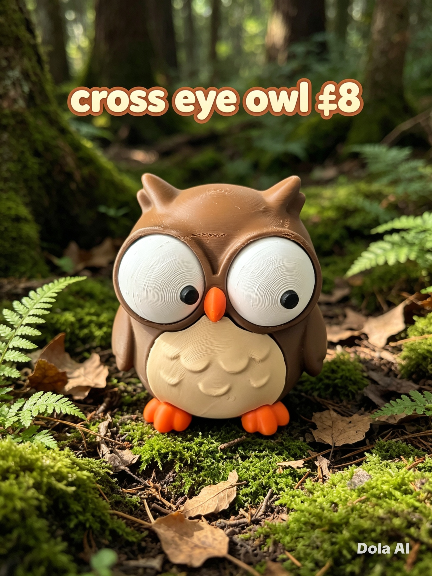 Google Eyes Owl - Brown - handmade 3D printed googly-eyed critter by 3DEE Prints