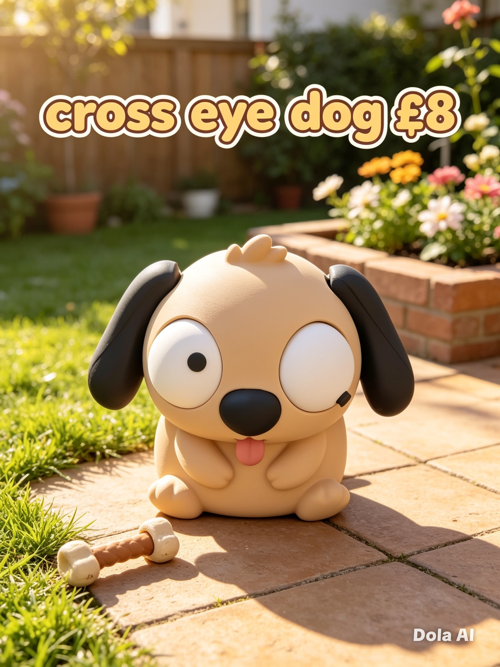 Google Eyes Pug - Tan - handmade 3D printed googly-eyed critter by 3DEE Prints