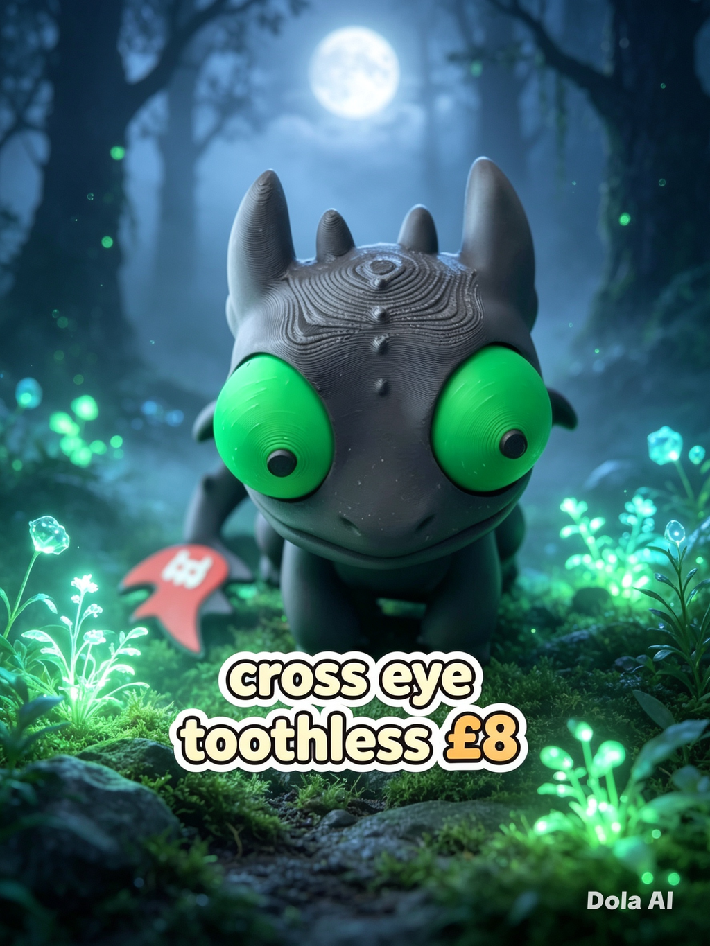 Google Eyes Black Toothless - handmade 3D printed googly-eyed critter by 3DEE Prints