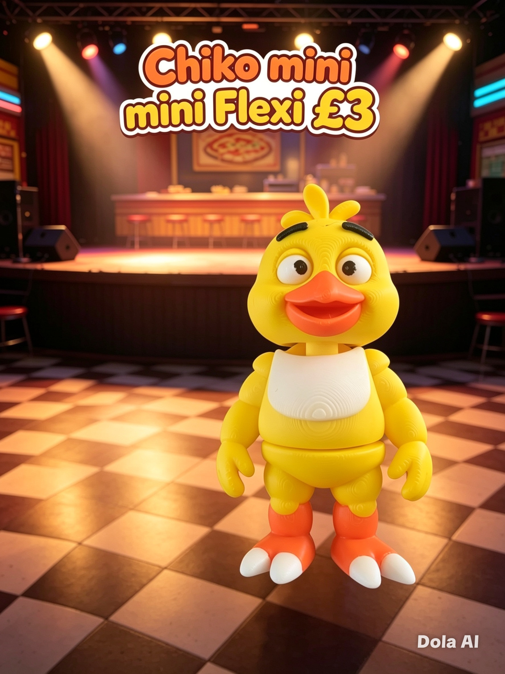 Chica FNAF Flexi - handmade 3D printed flexi toy by 3DEE Prints