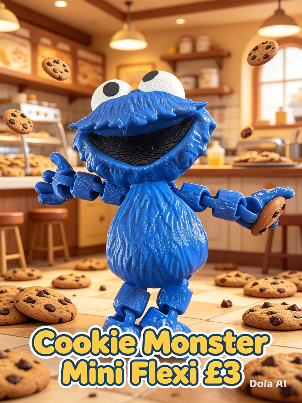 Cookie Monster Flexi - handmade 3D printed flexi toy by 3DEE Prints
