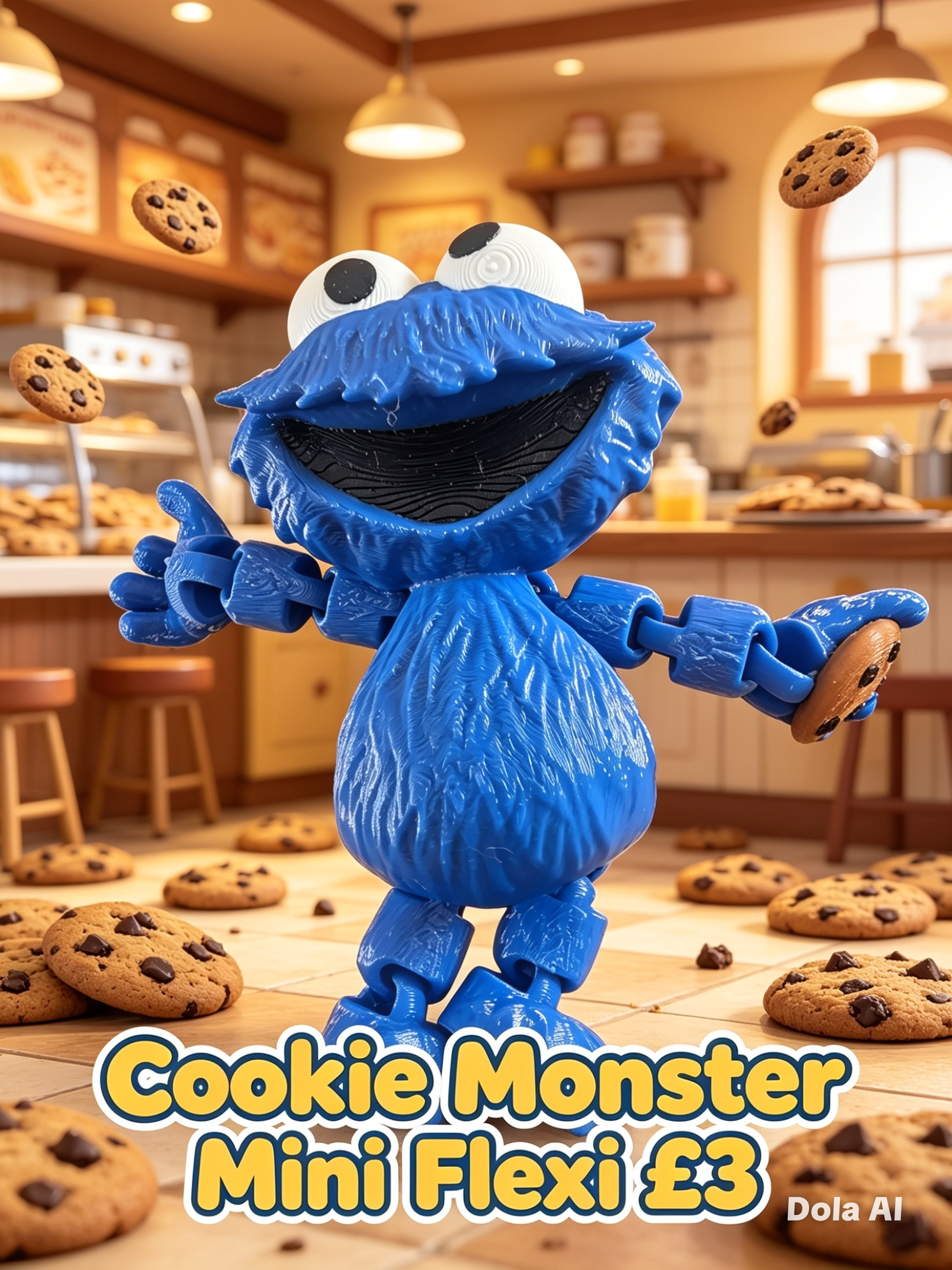 Cookie Monster Flexi - handmade 3D printed flexi toy by 3DEE Prints