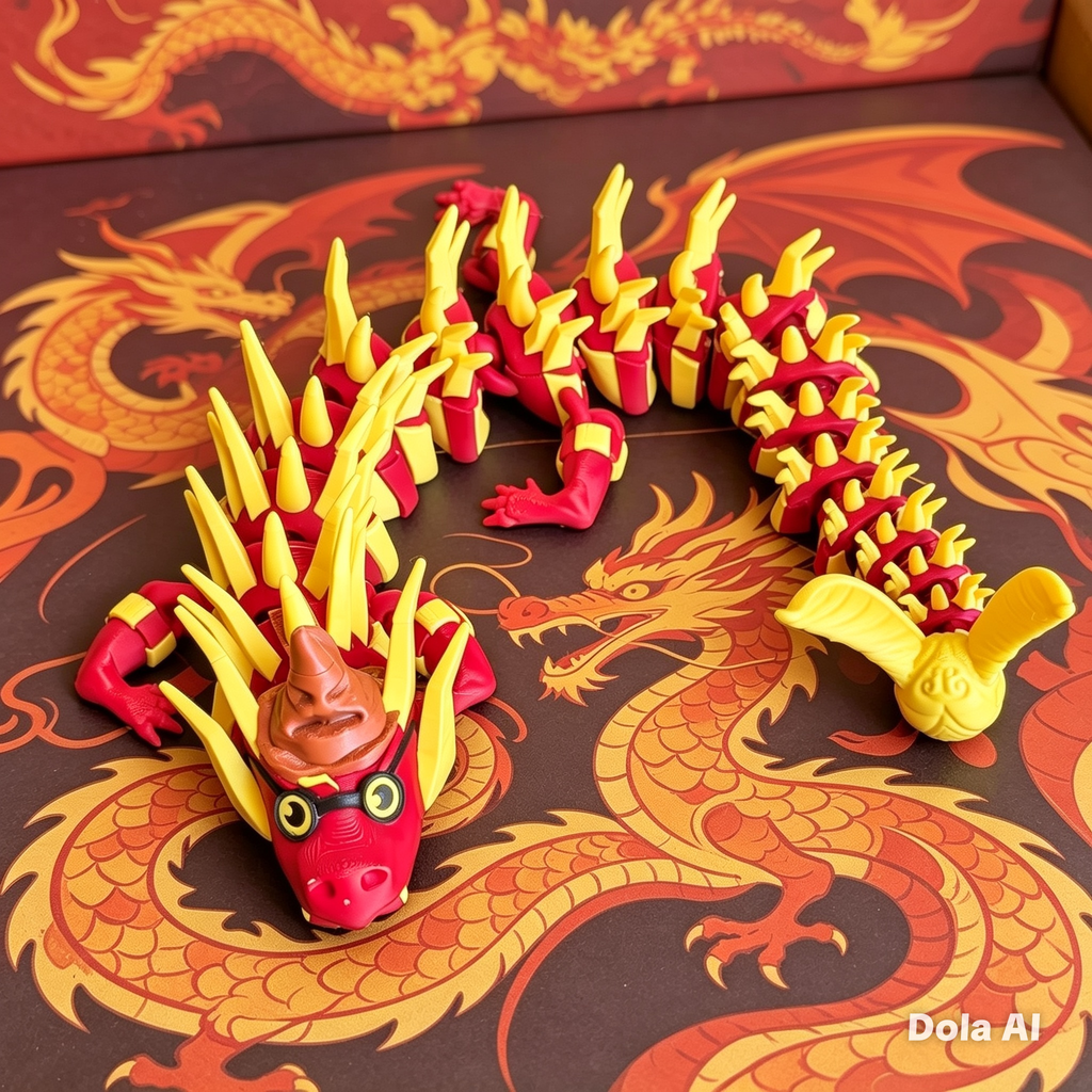 XL Flexi Dragon - Golden Snitch - handmade 3D printed flexi dragon by 3DEE Prints