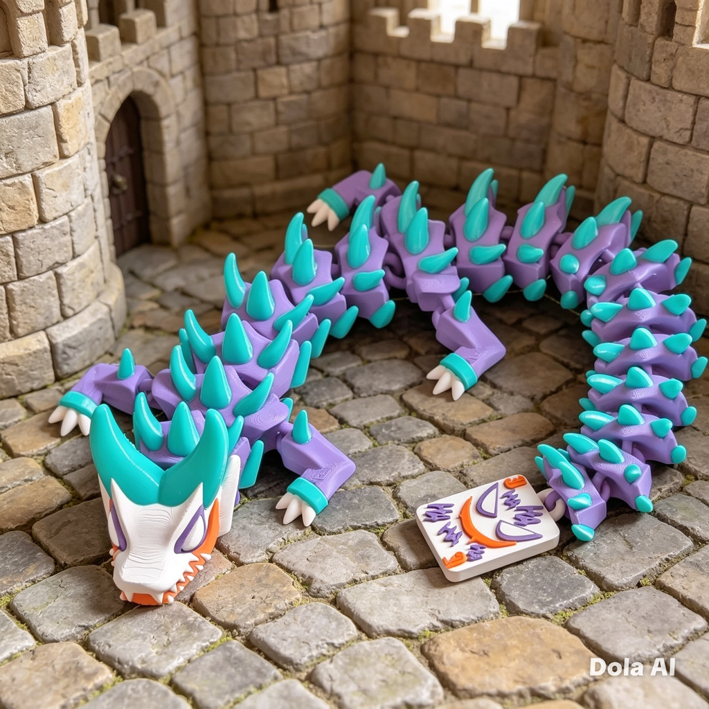 XL Flexi Dragon - Joker - handmade 3D printed flexi dragon by 3DEE Prints