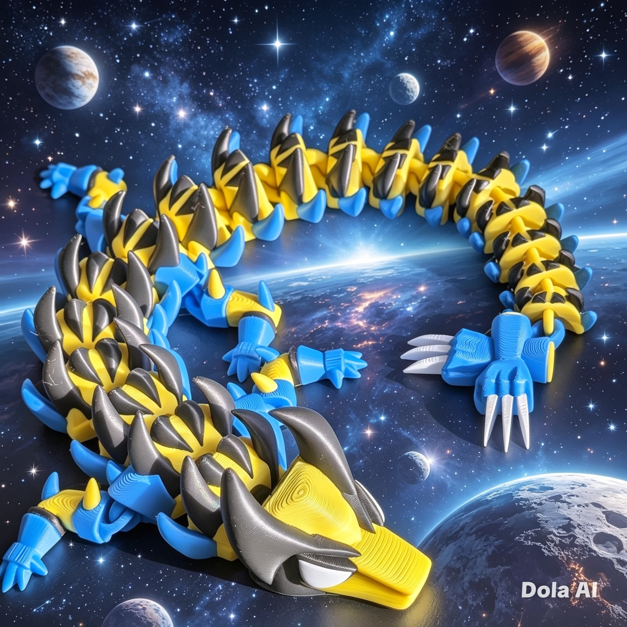 XL Flexi Dragon - Wolverine - handmade 3D printed flexi dragon by 3DEE Prints