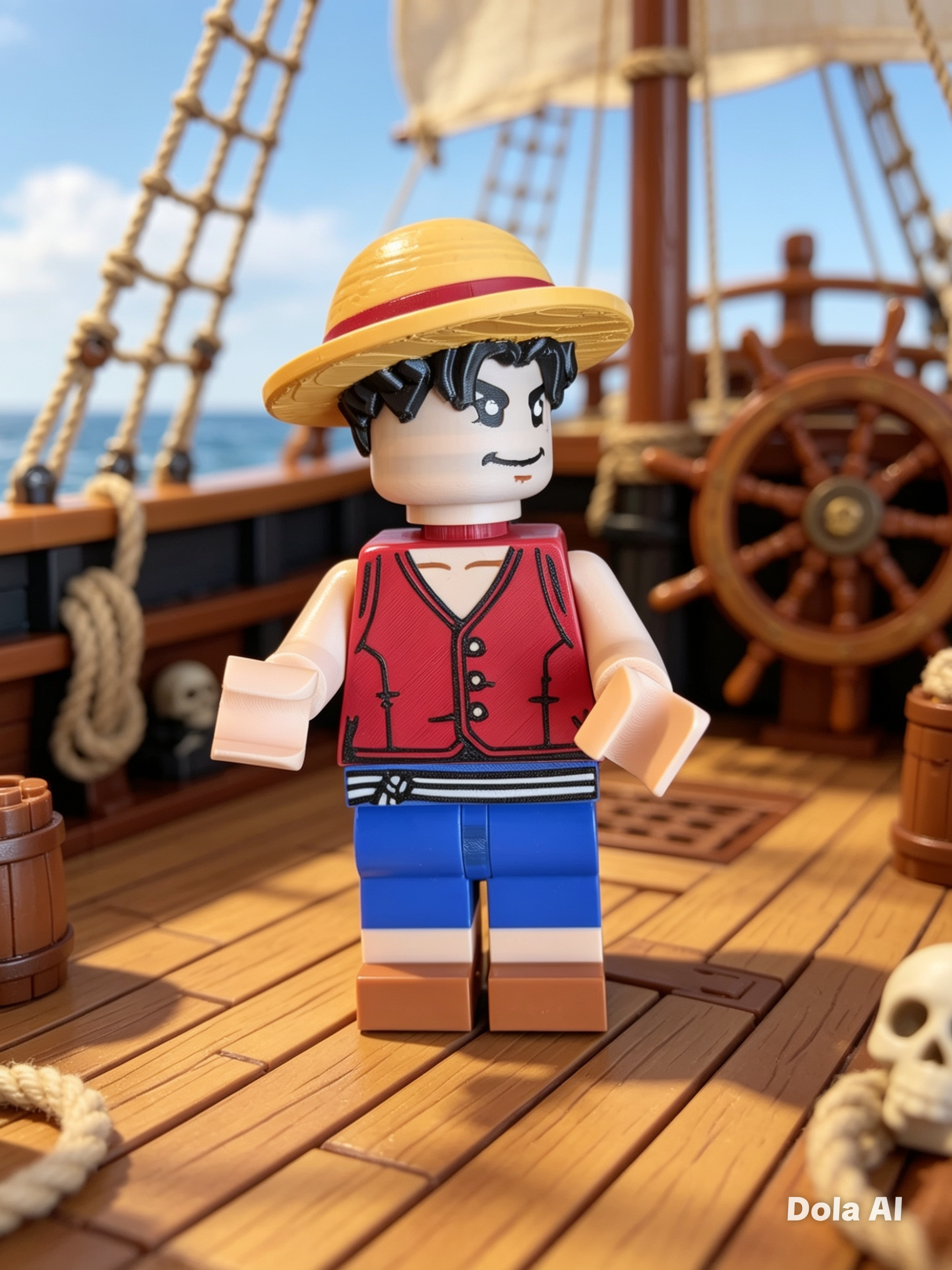 Lego Monkey D. Luffy - One Piece - handmade 3D printed Lego-style figure by 3DEE Prints
