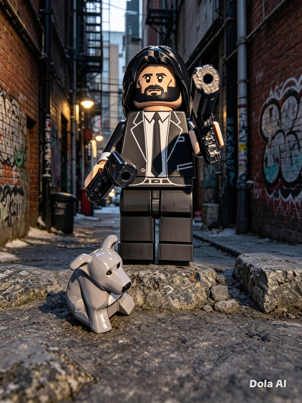 Lego John Wick - handmade 3D printed Lego-style figure by 3DEE Prints