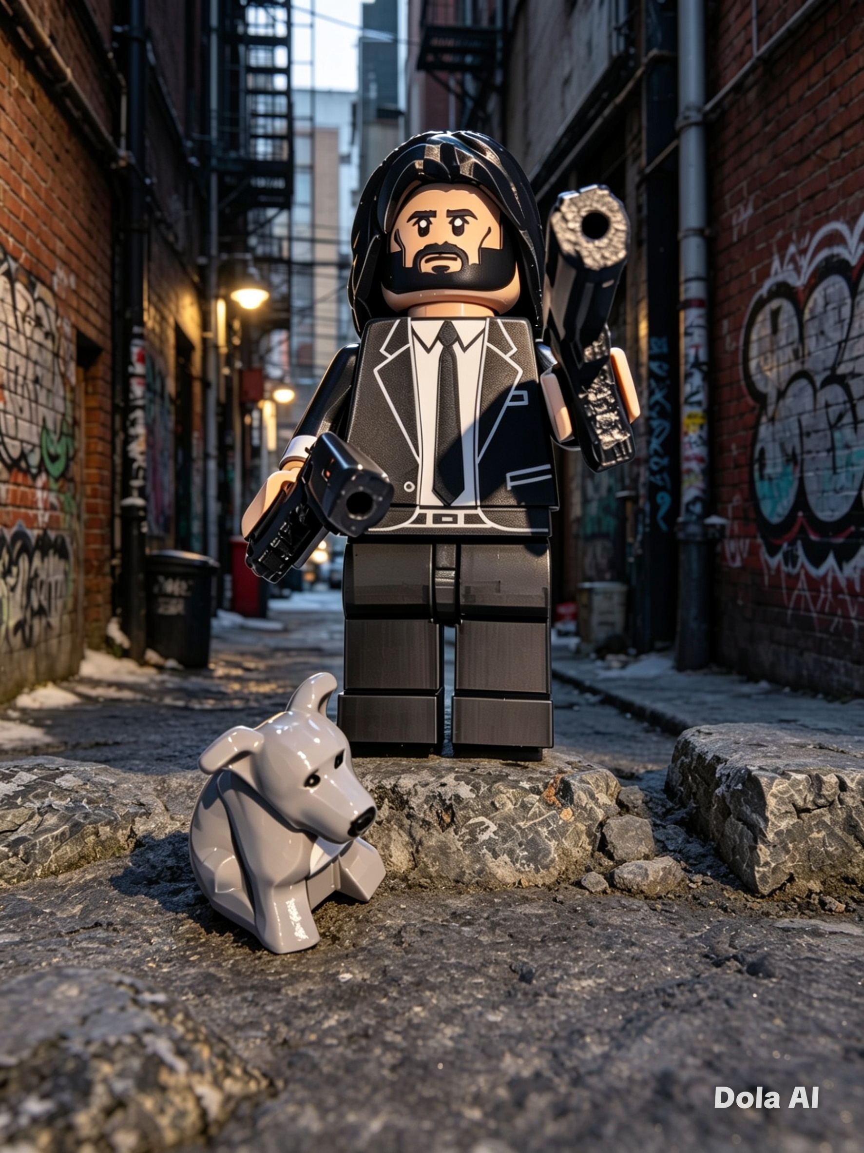 Lego John Wick - handmade 3D printed Lego-style figure by 3DEE Prints