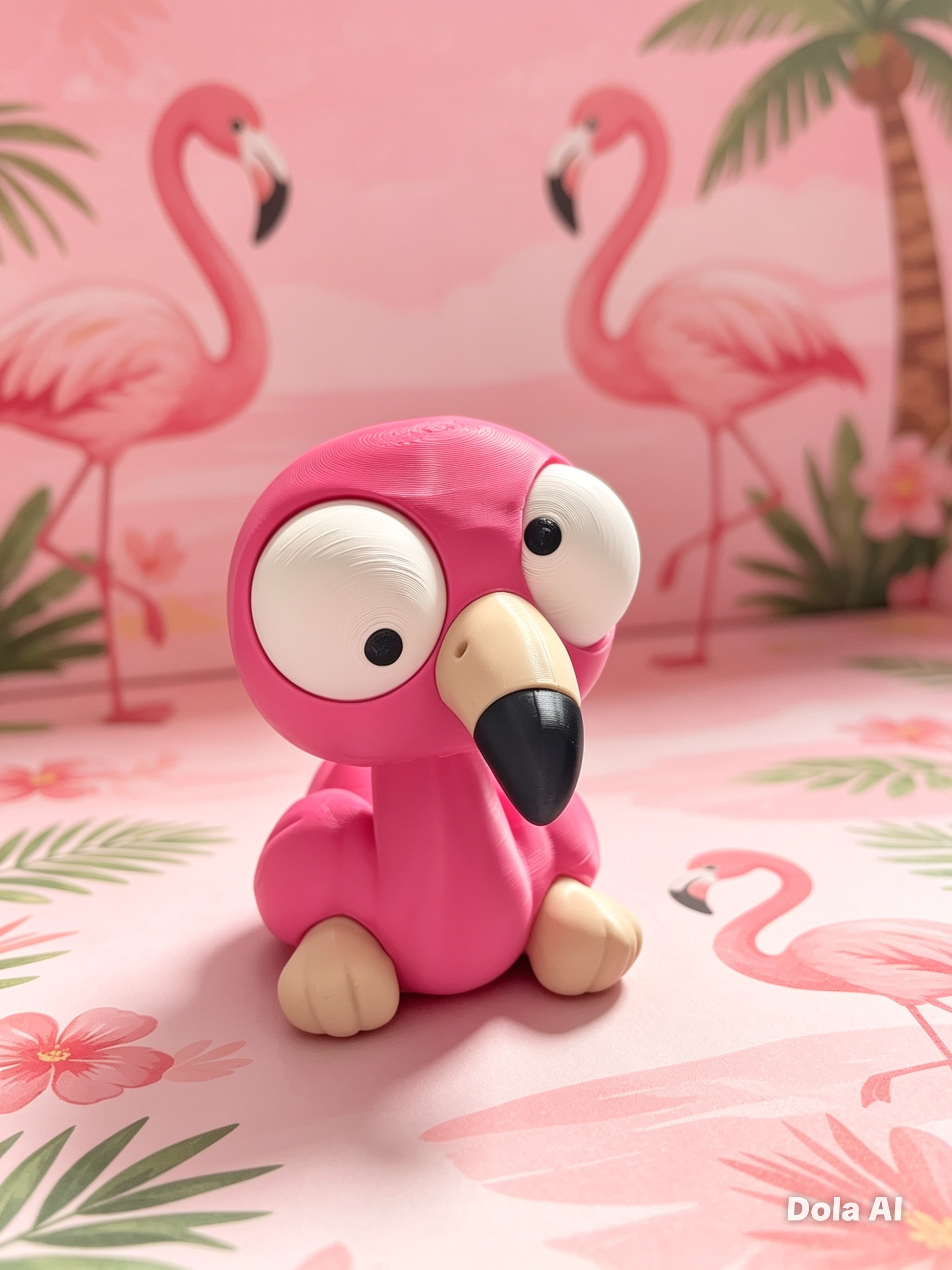 Google Eyes Flamingo - Pink - handmade 3D printed googly-eyed critter by 3DEE Prints