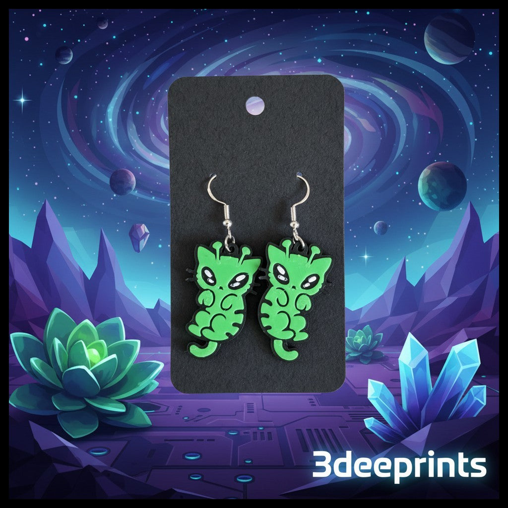 Alien Cat Earrings