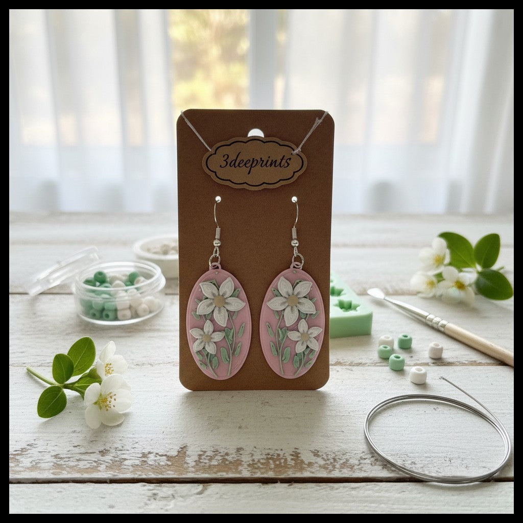 Flower Oval Earrings