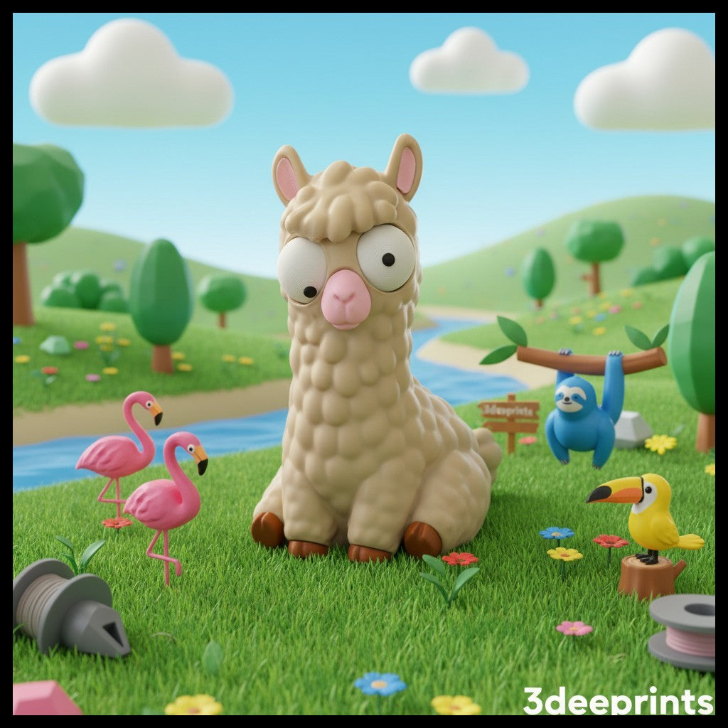 Google Eyes Llama - Cream