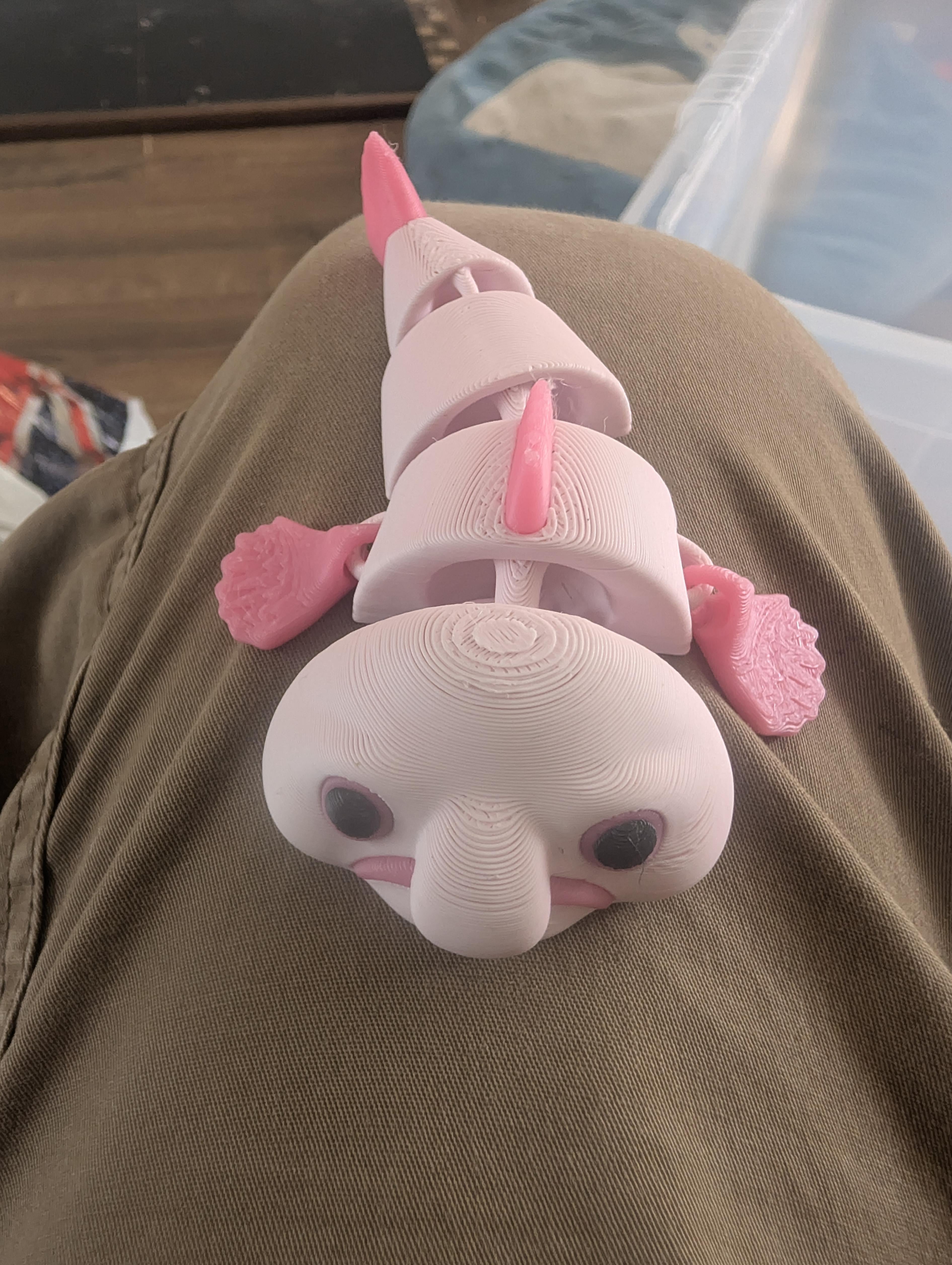 Pink Axolotl Flexi - handmade 3D printed flexi toy by 3DEE Prints