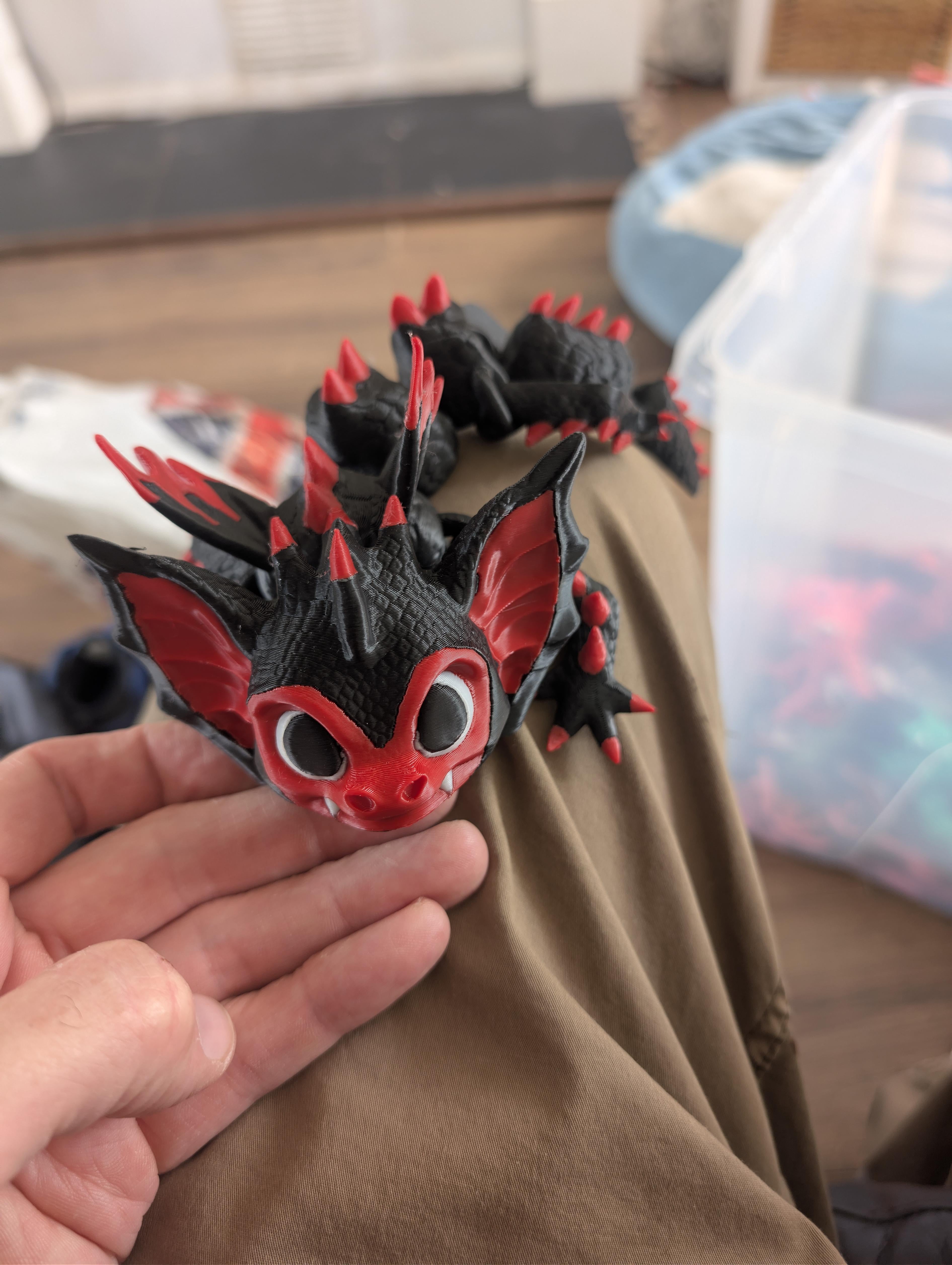 Red Bat Flexi - handmade 3D printed flexi toy by 3DEE Prints
