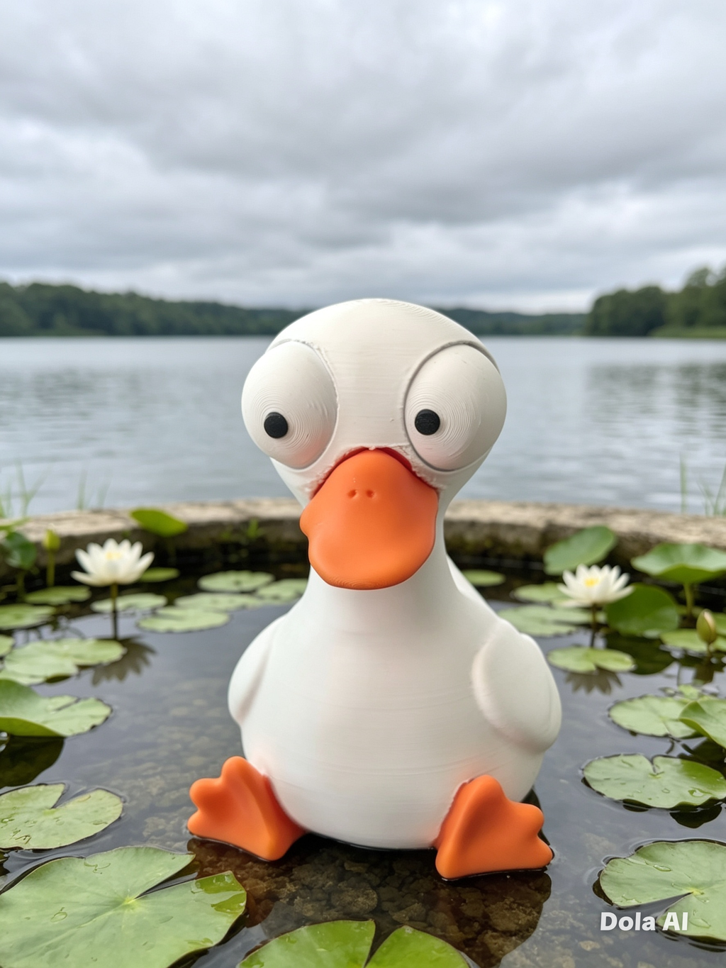 Google Eyes White Goose - handmade 3D printed googly-eyed critter by 3DEE Prints